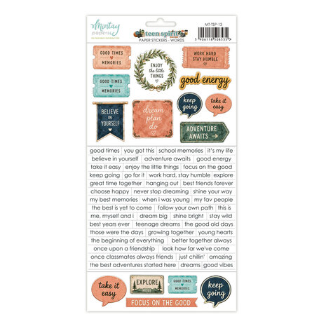 Mintay Teen Spirit 6x12 Inch Paper Stickers Words (MT-TSP-13)
