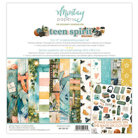Mintay Teen Spirit 12x12 Inch Scrapbooking Paper Set (MT-TSP-07)