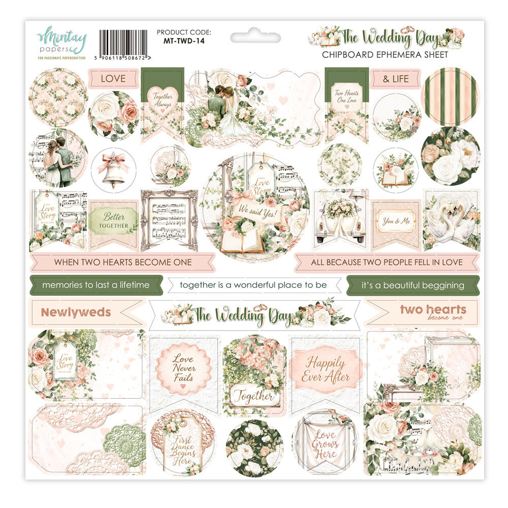 Mintay The Wedding Day 12x12 Inch Chipboard Ephemera Sheet (MT-TWD-14)
