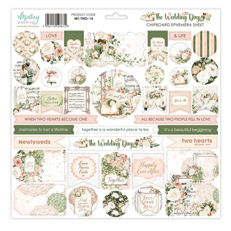 Mintay The Wedding Day 12x12 Inch Chipboard Ephemera Sheet (MT-TWD-14)