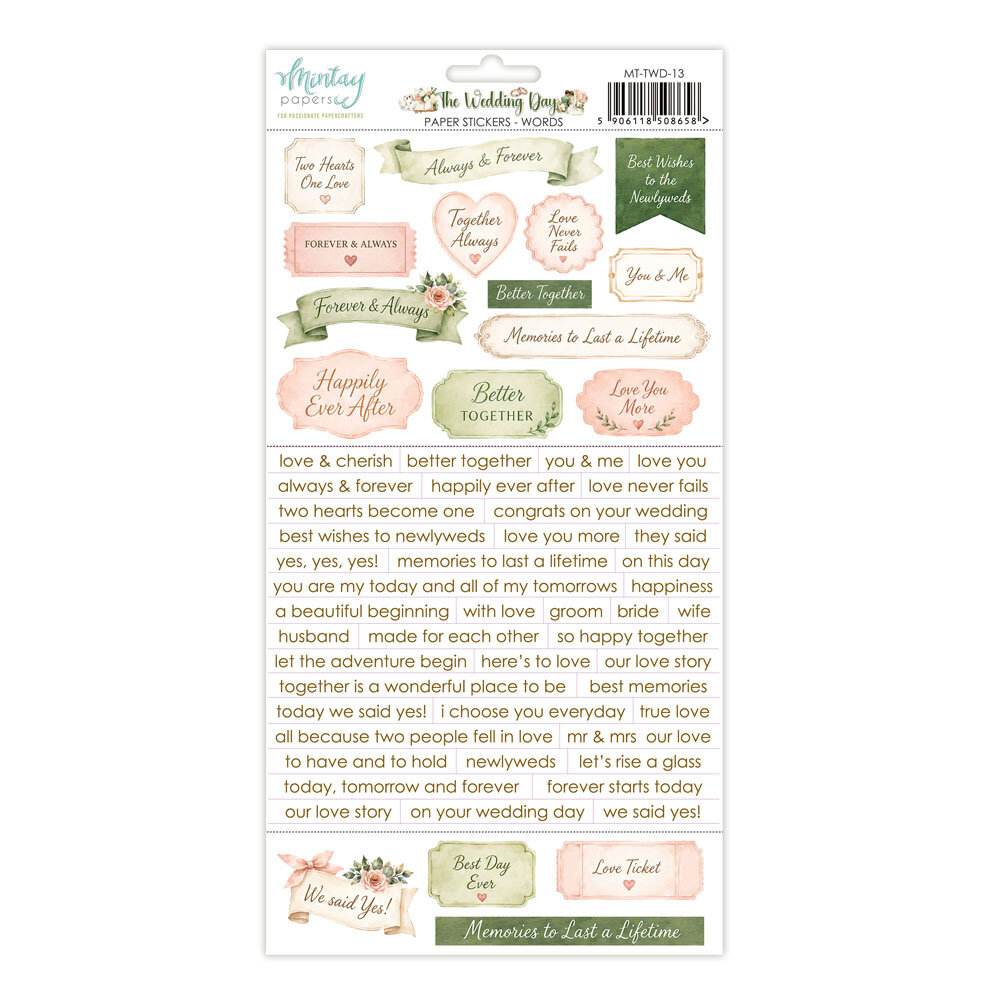 Mintay The Wedding Day 6x12 Inch Paper Stickers Words (MT-TWD-13)