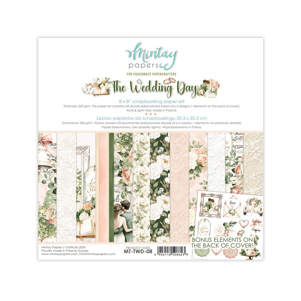 Mintay The Wedding Day 8x8 Inch Scrapbooking Paper Set (MT-TWD-08) Mintay The Wedding Day 8x8 Inch Scrapbooking Paper Set (MT-TWD-08)