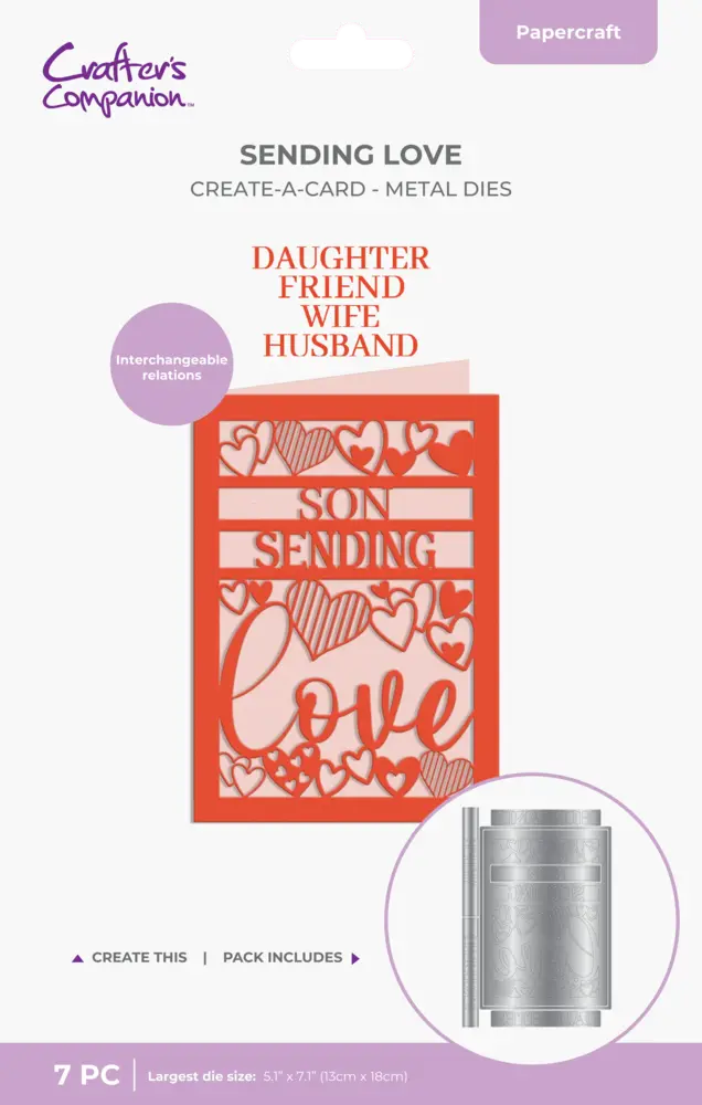 Crafter's Companion Interchangeable Create-a-Card Dies Sending Love (CC-MD-CAD-SELO) Crafter's Companion Interchangeable Create-a-Card Dies Sending Love (CC-MD-CAD-SELO)
