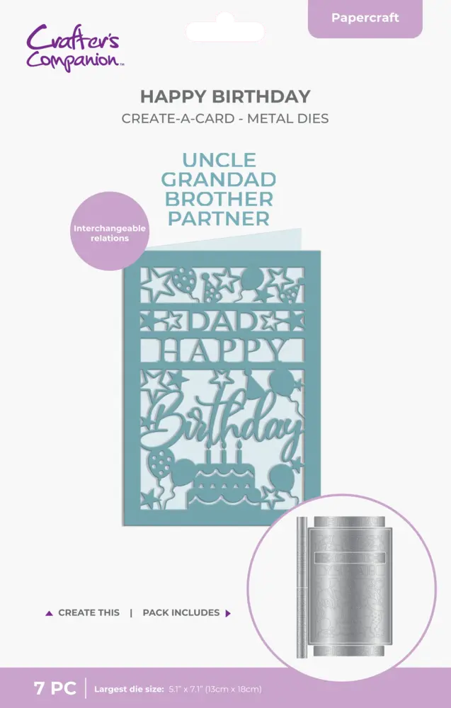 Crafter's Companion Interchangeable Create-a-Card Dies Happy Birthday (CC-MD-CAD-HABI) Crafter's Companion Interchangeable Create-a-Card Dies Happy Birthday (CC-MD-CAD-HABI)