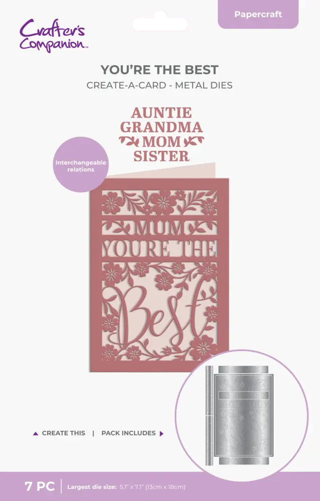 Crafter's Companion Interchangeable Create-a-Card Dies You're the Best (CC-MD-CAD-YTBE) Crafter's Companion Interchangeable Create-a-Card Dies You're the Best (CC-MD-CAD-YTBE)