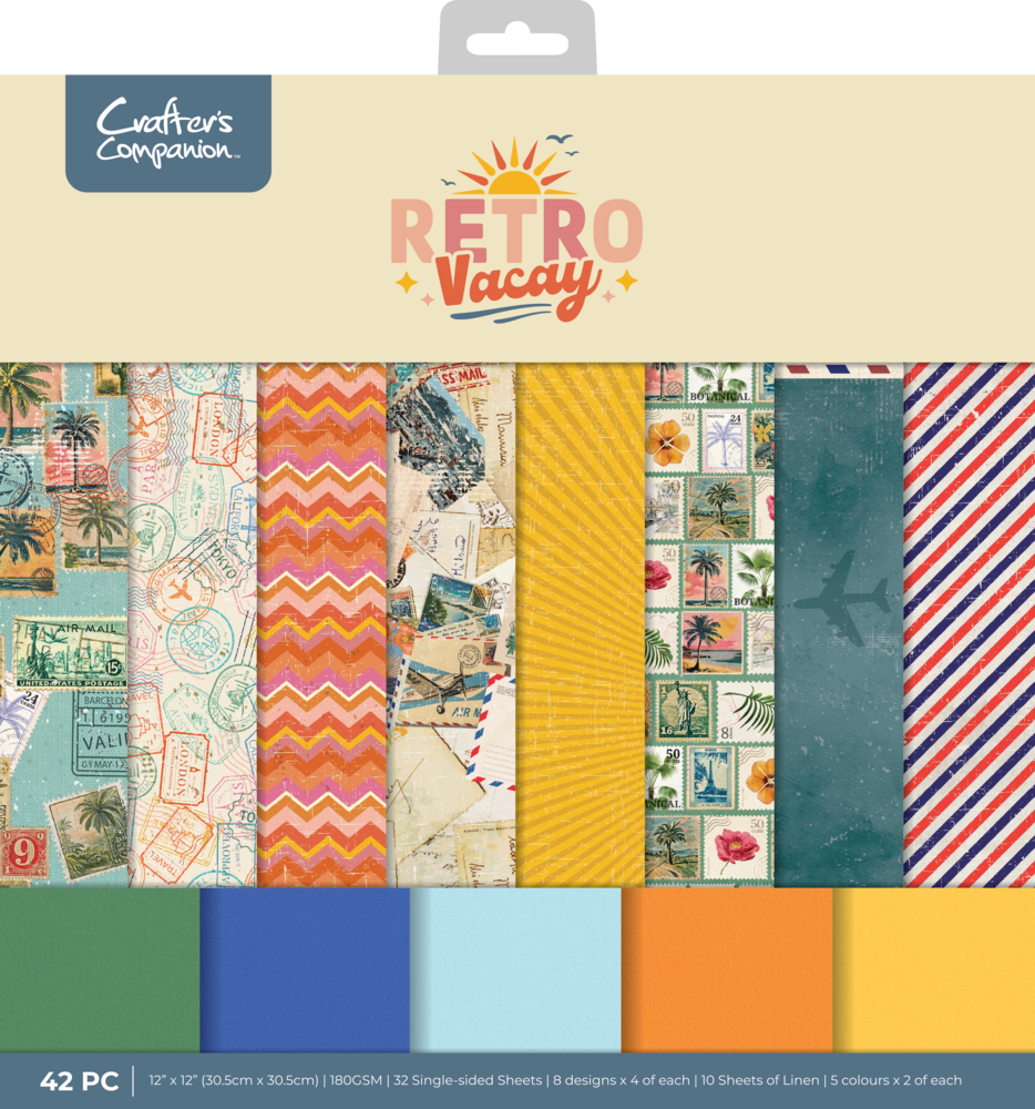 Crafter's Companion Retro Vacay 12x12 Inch Paper Pad (CC-RV-PAD12) Crafter's Companion Retro Vacay 12x12 Inch Paper Pad (CC-RV-PAD12)