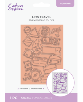 Crafter's Companion Retro Vacay 5x7 Inch 2D Embossing Folder Let's Travel (CC-RV-EF5-LETR)