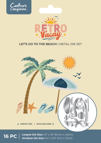 Crafter's Companion Retro Vacay Metal Die Set Let's go to the Beach (CC-RV-MD-LGBE) Crafter's Companion Retro Vacay Metal Die Set Let's go to the Beach (CC-RV-MD-LGBE)