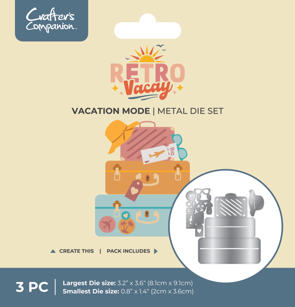 Crafter's Companion Retro Vacay Metal Die Set Vacation Mode (CC-RV-MD-VAMO) Crafter's Companion Retro Vacay Metal Die Set Vacation Mode (CC-RV-MD-VAMO)