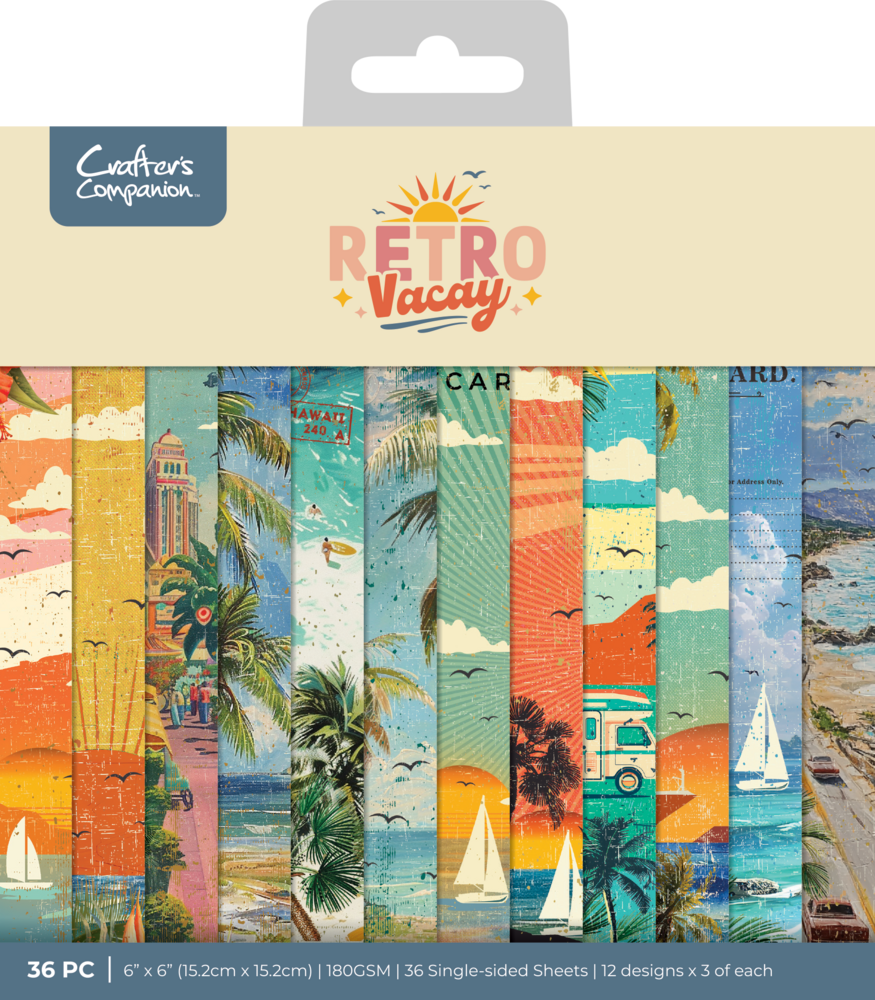 Crafter's Companion Retro Vacay 6x6 Inch Paper Pad (CC-RV-PAD6) Crafter's Companion Retro Vacay 6x6 Inch Paper Pad (CC-RV-PAD6)