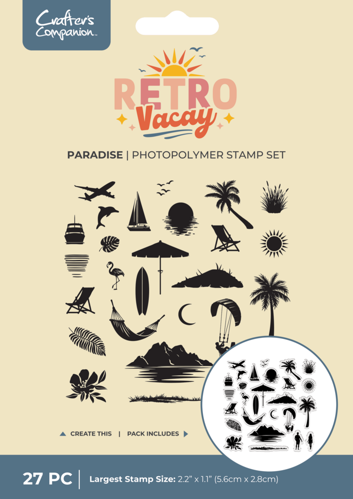 Crafter's Companion Retro Vacay Photopolymer Stamp Set Paradise (CC-RV-STP-PARA) Crafter's Companion Retro Vacay Photopolymer Stamp Set Paradise (CC-RV-STP-PARA)