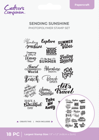 Crafter's Companion Retro Vacay Photopolymer Stamp Set Sending Sunshine (CC-RV-STP-SESU) Crafter's Companion Retro Vacay Photopolymer Stamp Set Sending Sunshine (CC-RV-STP-SESU)