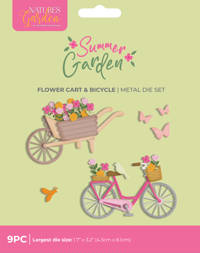 Crafter's Companion Summer Garden Metal Die Flower Cart & Bicycle by Nature's Garden (NG-SUG-MD-FCBIC) Crafter's Companion Summer Garden Metal Die Flower Cart & Bicycle by Nature's Garden (NG-SUG-MD-FCBIC)