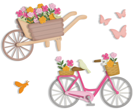 Crafter's Companion Summer Garden Metal Die Flower Cart & Bicycle by Nature's Garden (NG-SUG-MD-FCBIC) Crafter's Companion Summer Garden Metal Die Flower Cart & Bicycle by Nature's Garden (NG-SUG-MD-FCBIC)