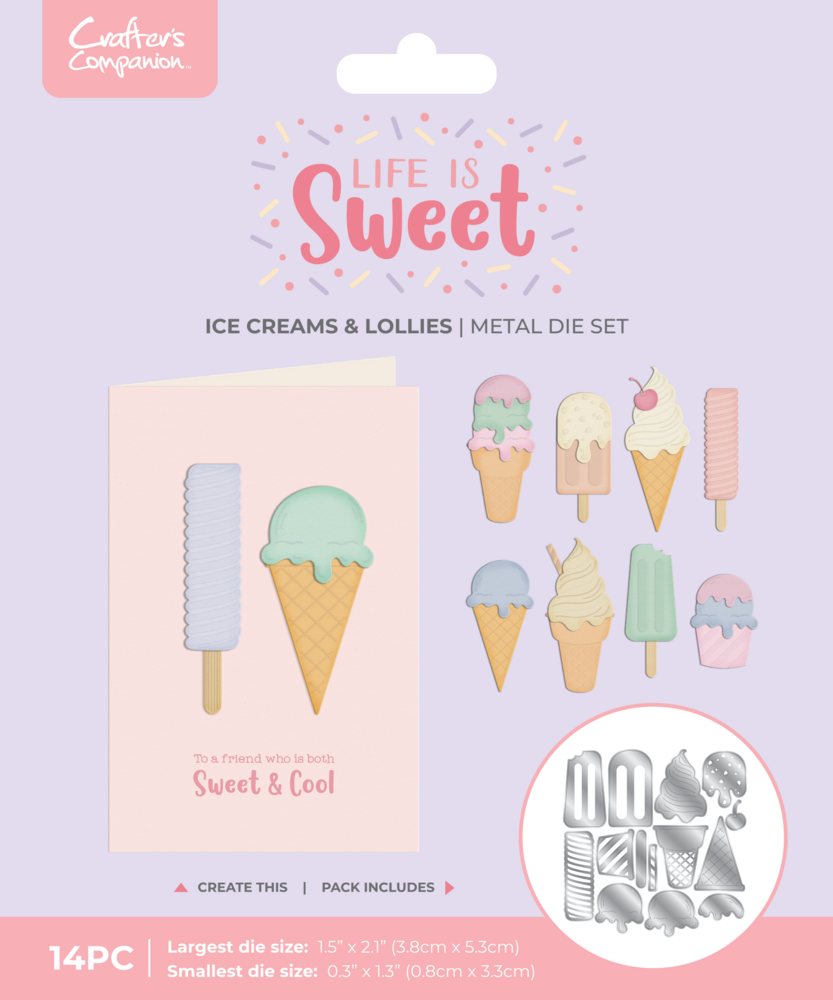 Crafter's Companion Life is Sweet Metal Die Set Ice Creams & Lollies (CC-LS-MD-ICLO) Crafter's Companion Life is Sweet Metal Die Set Ice Creams & Lollies (CC-LS-MD-ICLO)