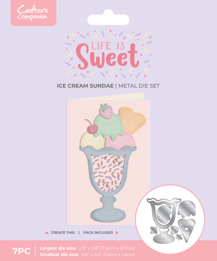 Crafter's Companion Life is Sweet Metal Die Set Ice Cream Sundae (CC-LS-MD-ICSU)