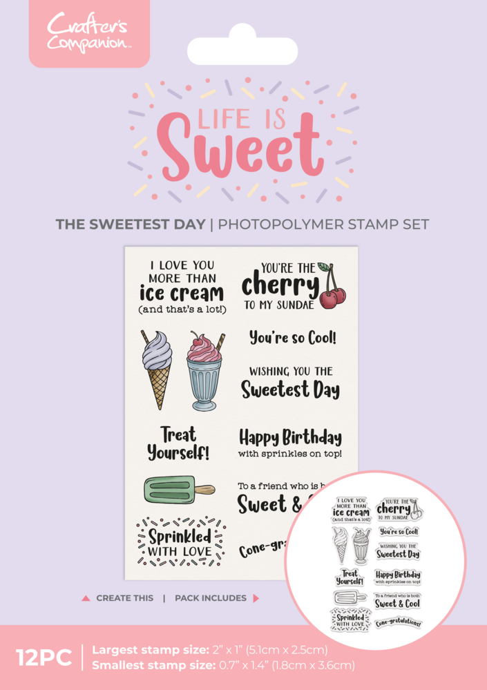 Crafter's Companion Life is Sweet Photopolymer Stamp Set The Sweetest Day (CC-LS-STP-TSWD) Crafter's Companion Life is Sweet Photopolymer Stamp Set The Sweetest Day (CC-LS-STP-TSWD)