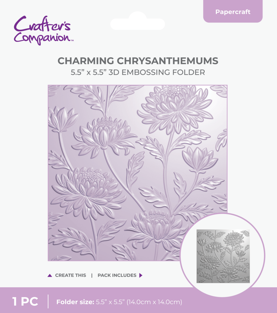 Crafter's Companion 3D Embossing Folder Charming Chrysanthemums (CC-3D-EF5.5-CHCH) Crafter's Companion 3D Embossing Folder Charming Chrysanthemums (CC-3D-EF5.5-CHCH)