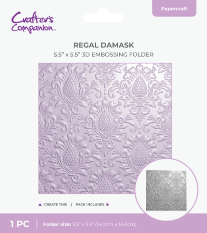Crafter's Companion 3D Embossing Folder Regal Damask (CC-3D-EF5.5-REDA) Crafter's Companion 3D Embossing Folder Regal Damask (CC-3D-EF5.5-REDA)