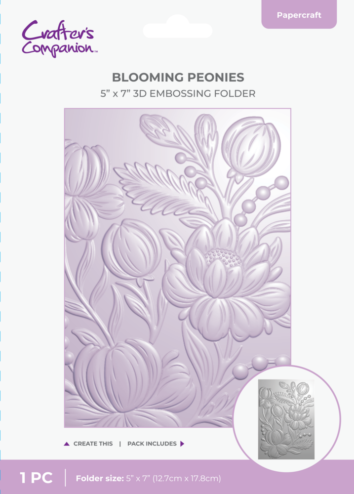 Crafter's Companion 3D Embossing Folder Blooming Peonies (CC-3D-EF5-BLPE) Crafter's Companion 3D Embossing Folder Blooming Peonies (CC-3D-EF5-BLPE)