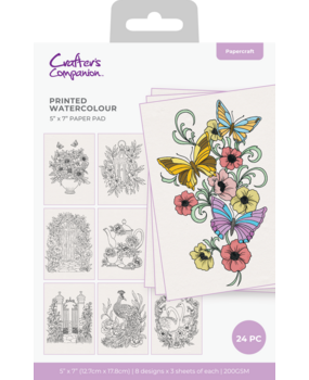 Crafter's Companion Flip Watercolour 5x7 Inch Paper Pad Printed Watercolour (CC-PAD5-PWAT)