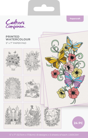 Crafter's Companion Flip Watercolour 5x7 Inch Paper Pad Printed Watercolour (CC-PAD5-PWAT) Crafter's Companion Flip Watercolour 5x7 Inch Paper Pad Printed Watercolour (CC-PAD5-PWAT)