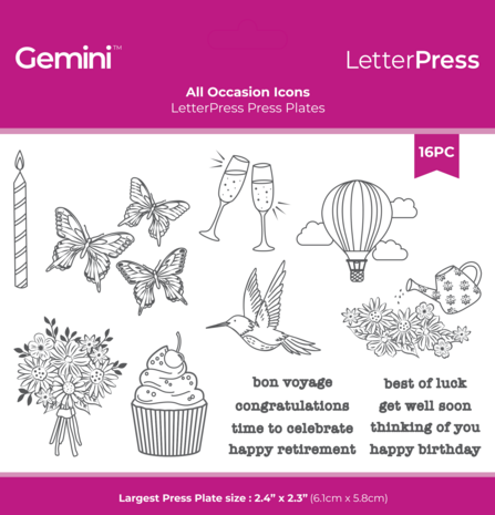 Crafter's Companion All Occasion Icons LetterPress Press Plate (CC-LP-PP-AOI)