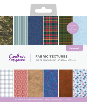 Crafter's Companion Dressed Up Gents 6x6 Inch Paper Pad Fabric Textures (CC-PAD6-FATE)