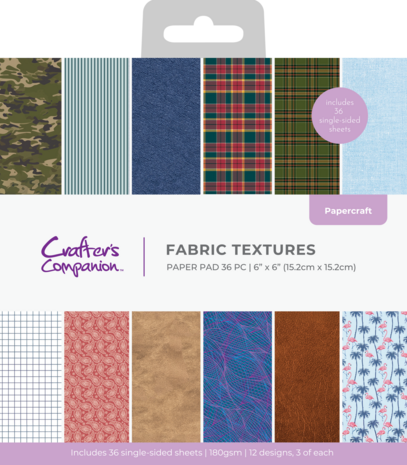 Crafter's Companion Dressed Up Gents 6x6 Inch Paper Pad Fabric Textures (CC-PAD6-FATE) Crafter's Companion Dressed Up Gents 6x6 Inch Paper Pad Fabric Textures (CC-PAD6-FATE)