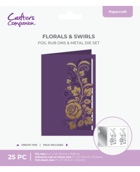 Crafter's Companion Cut in Edge Foil Rub Ons & Metal Die Florals & Swirls (CC-FOILTR6-MD-FLS)