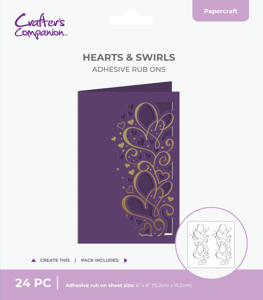 Crafter's Companion Cut in Edge Adhesive Rub Ons Hearts & Swirls (CC-RUB6-HS) Crafter's Companion Cut in Edge Adhesive Rub Ons Hearts & Swirls (CC-RUB6-HS)