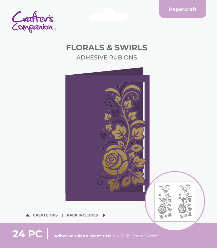 Crafter's Companion Cut in Edge Adhesive Rub Ons Florals & Swirls (CC-RUB6-FLS)