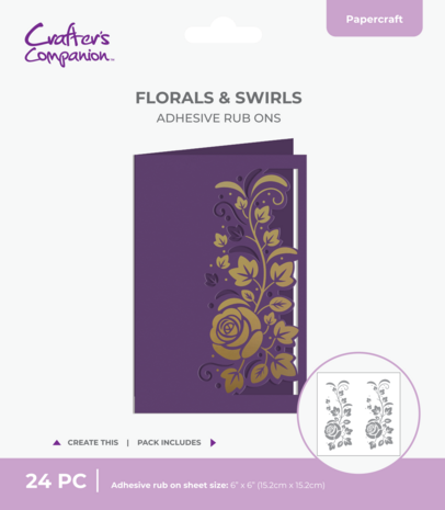 Crafter's Companion Cut in Edge Adhesive Rub Ons Florals & Swirls (CC-RUB6-FLS)