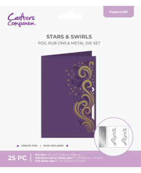 Crafter's Companion Cut in Edge Foil Rub Ons & Metal Die Stars & Swirls (CC-FOILTR6-MD-SS)