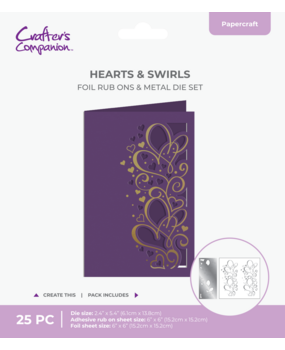 Crafter's Companion Cut in Edge Foil Rub Ons & Metal Die Hearts & Swirls (CC-FOILTR6-MD-HS)