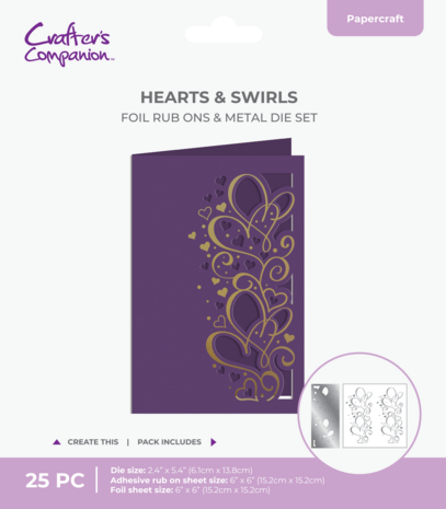 Crafter's Companion Cut in Edge Foil Rub Ons & Metal Die Hearts & Swirls (CC-FOILTR6-MD-HS)