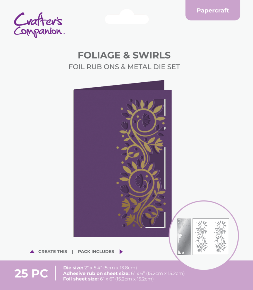 Crafter's Companion Cut in Edge Foil Rub Ons & Metal Die Foliage & Swirls (CC-FOILTR6-MD-FOS)