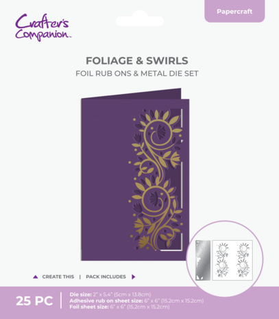 Crafter's Companion Cut in Edge Foil Rub Ons & Metal Die Foliage & Swirls (CC-FOILTR6-MD-FOS)