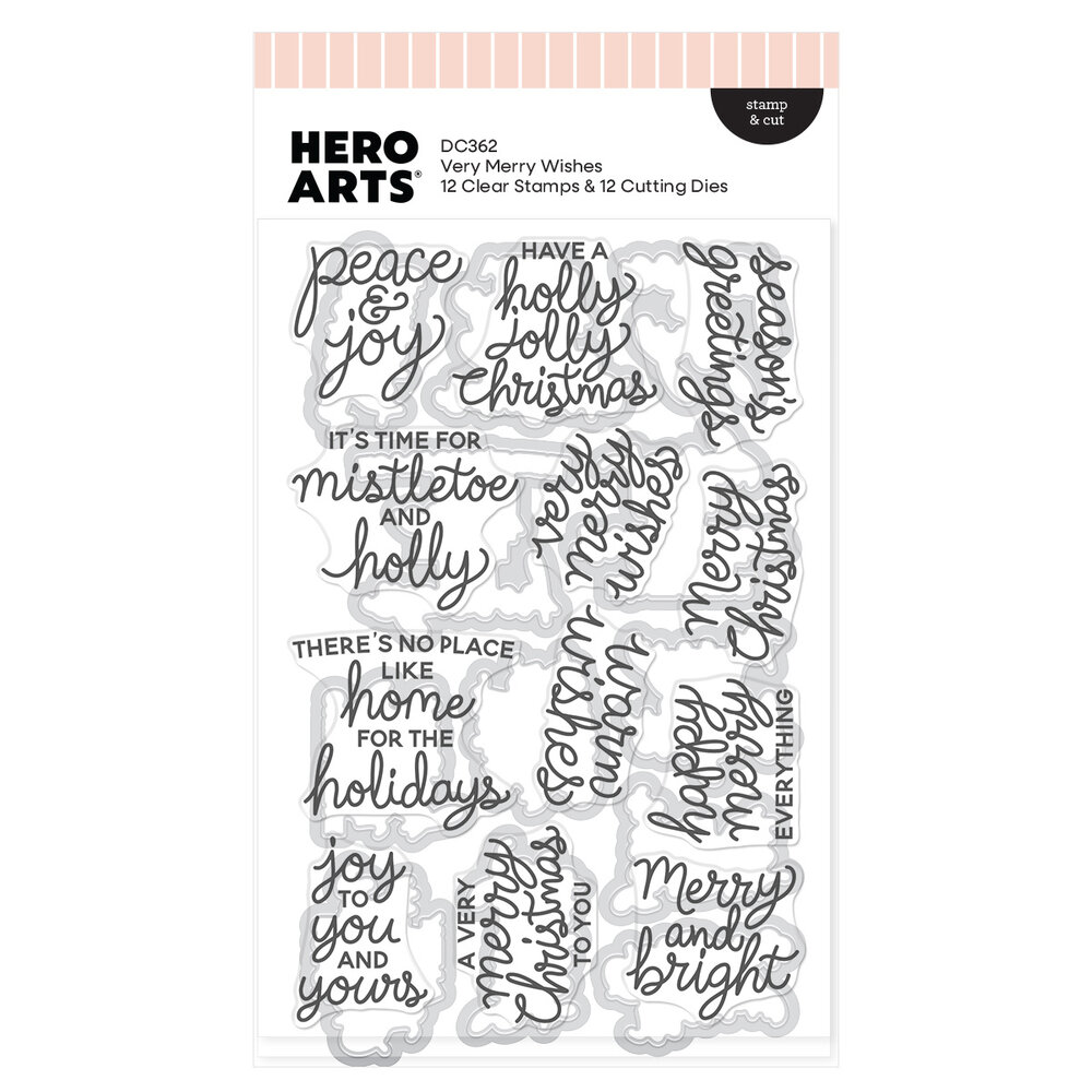 Hero Arts Home for the Holidays Stamp & Cut Very Merry Wishes (DC362) Hero Arts Home for the Holidays Stamp & Cut Very Merry Wishes (DC362)