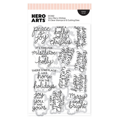 Hero Arts Home for the Holidays Stamp & Cut Very Merry Wishes (DC362) Hero Arts Home for the Holidays Stamp & Cut Very Merry Wishes (DC362)