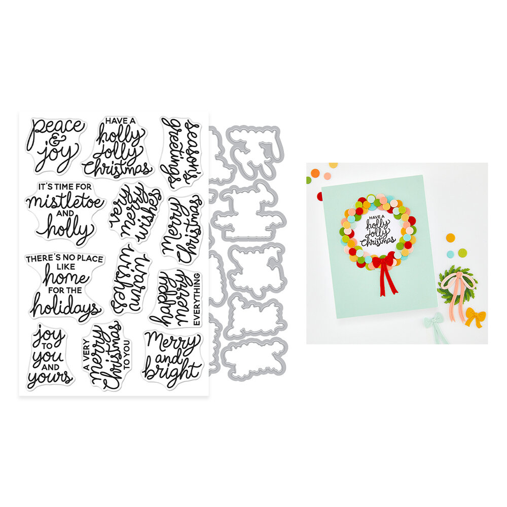 Hero Arts Home for the Holidays Stamp & Cut Very Merry Wishes (DC362) Hero Arts Home for the Holidays Stamp & Cut Very Merry Wishes (DC362)