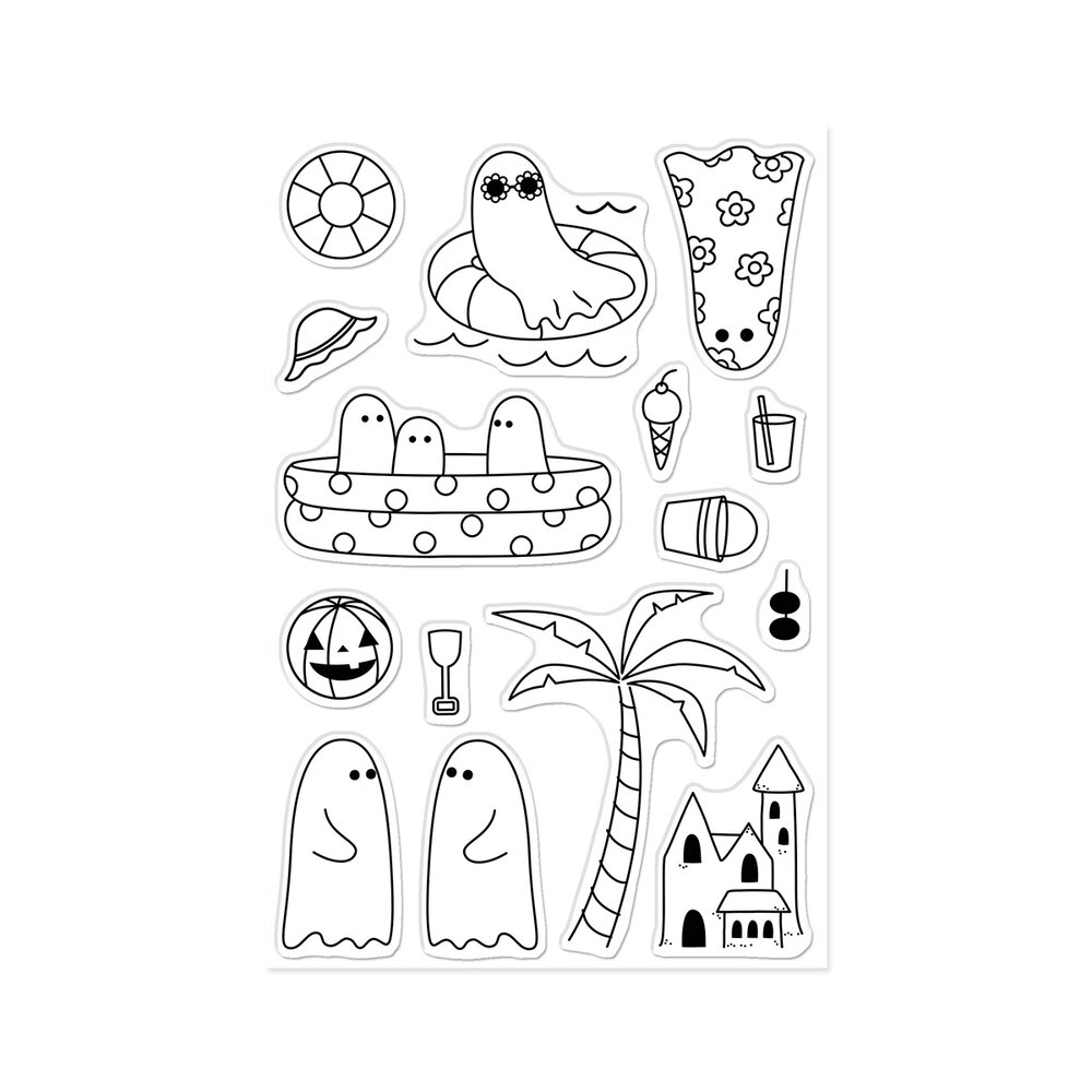 Hero Arts Summerween Stamp Set Beach Boos (CM862) Hero Arts Summerween Stamp Set Beach Boos (CM862)