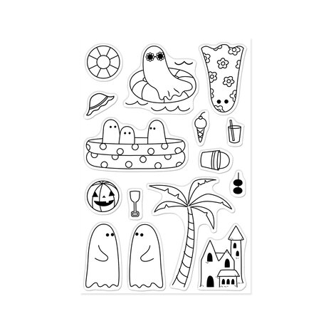 Hero Arts Summerween Stamp Set Beach Boos (CM862) Hero Arts Summerween Stamp Set Beach Boos (CM862)