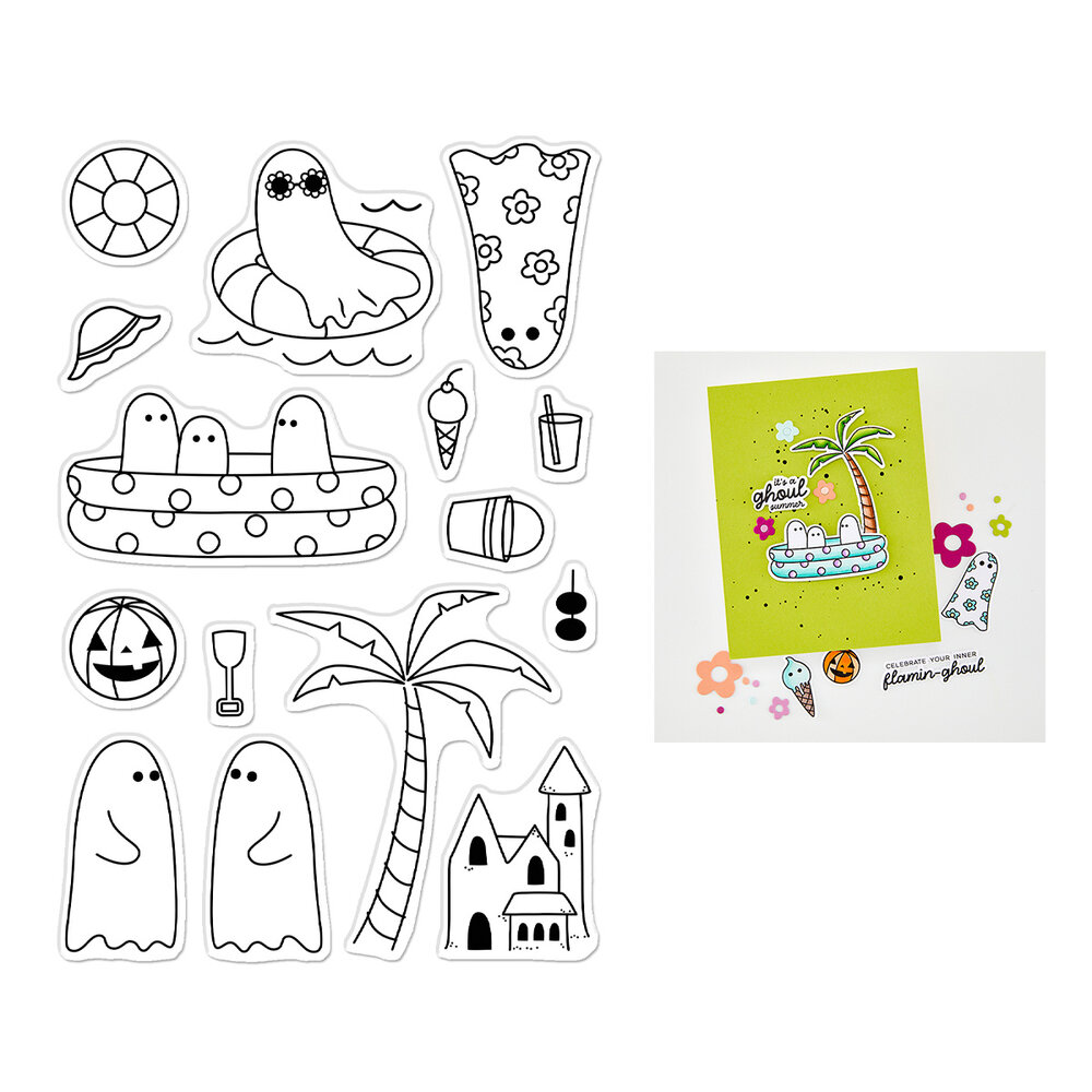 Hero Arts Summerween Stamp Set Beach Boos (CM862) Hero Arts Summerween Stamp Set Beach Boos (CM862)