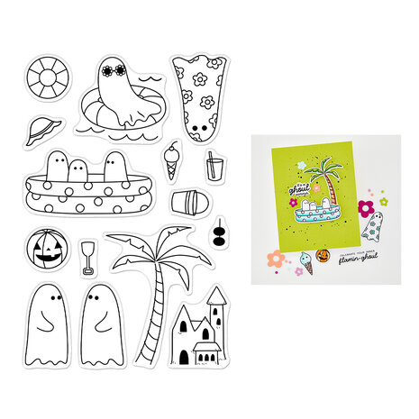 Hero Arts Summerween Stamp Set Beach Boos (CM862) Hero Arts Summerween Stamp Set Beach Boos (CM862)