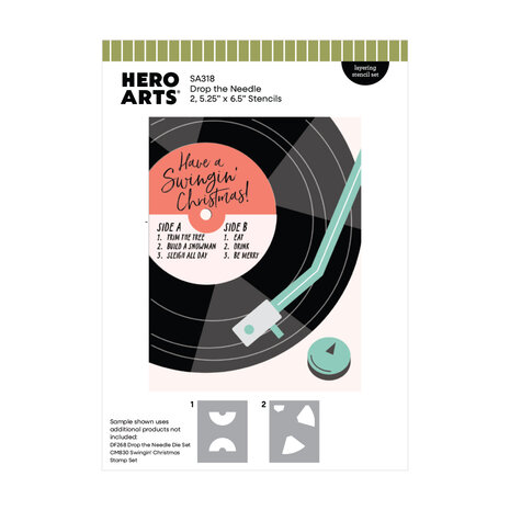 Hero Arts Vintage Vinyl Stencils Drop the Needle (SA318) Hero Arts Vintage Vinyl Stencils Drop the Needle (SA318)