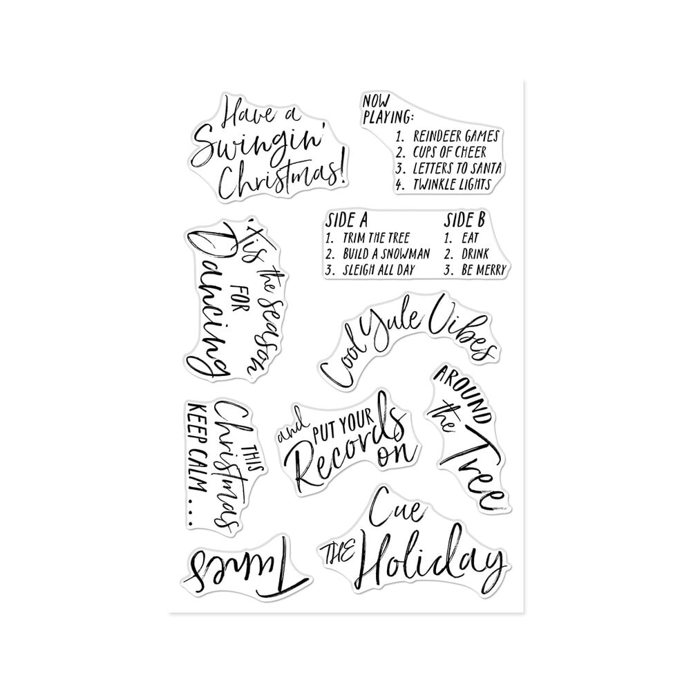 Hero Arts Vintage Vinyl Stamp Set Swingin' Christmas (CM830) Hero Arts Vintage Vinyl Stamp Set Swingin' Christmas (CM830)