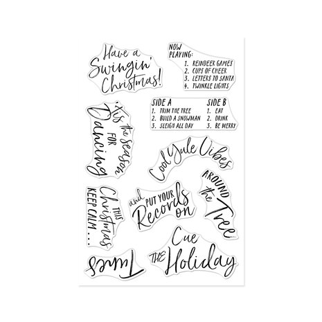 Hero Arts Vintage Vinyl Stamp Set Swingin' Christmas (CM830) Hero Arts Vintage Vinyl Stamp Set Swingin' Christmas (CM830)