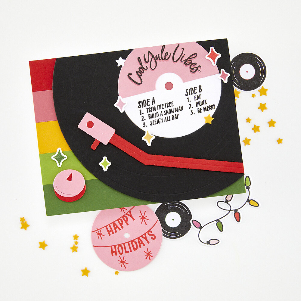 Hero Arts Vintage Vinyl Stamp Set Swingin' Christmas (CM830) Hero Arts Vintage Vinyl Stamp Set Swingin' Christmas (CM830)