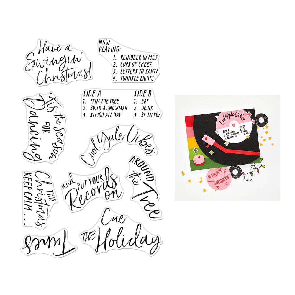 Hero Arts Vintage Vinyl Stamp Set Swingin' Christmas (CM830) Hero Arts Vintage Vinyl Stamp Set Swingin' Christmas (CM830)